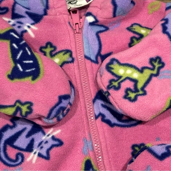 Vintage Columbia Fleece Bunting 6-12 Months Pink Animals Soft Warm Snowsuit - Picture 4 of 12